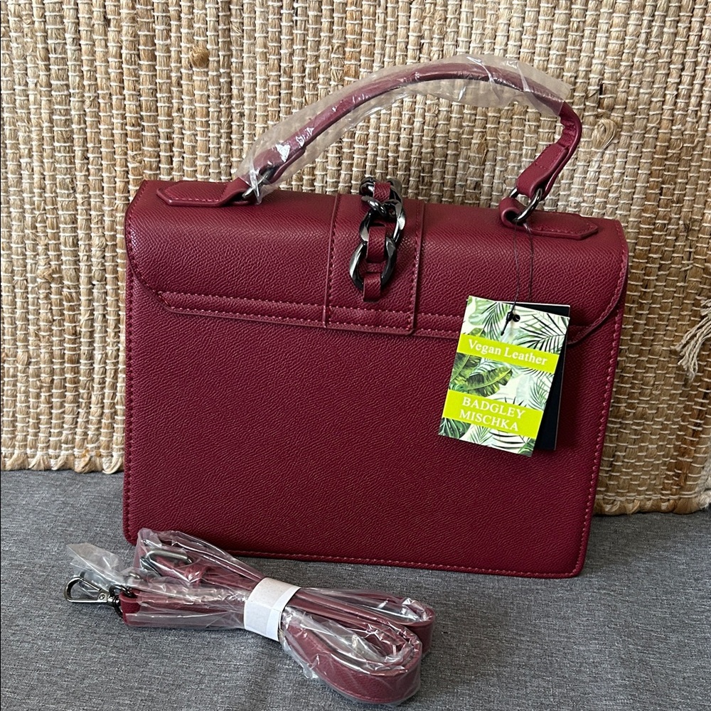 Badgley Mischka Burgundy Handbag with Stud Accents π - Picture 2 of 7